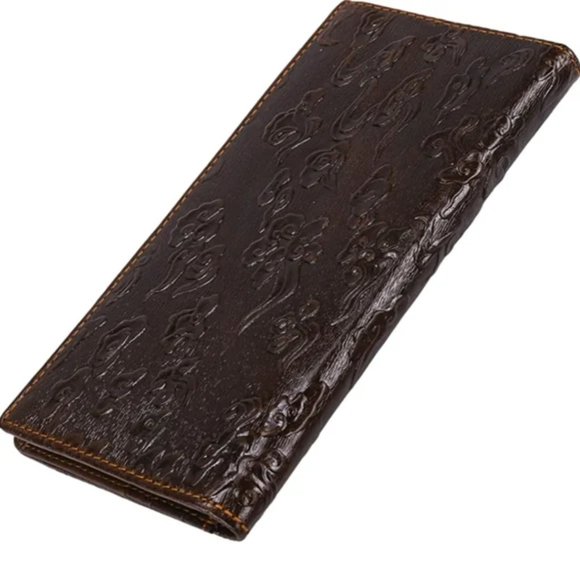 Men's Genuine Leather Long Bifold wallet RFID - Picture 7 of 11